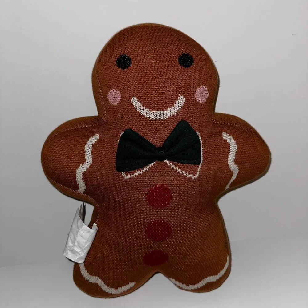 Cupcakes And Cashmere Soft Blanket Knit Gingerbread Man Boy Throw Pillow 16”